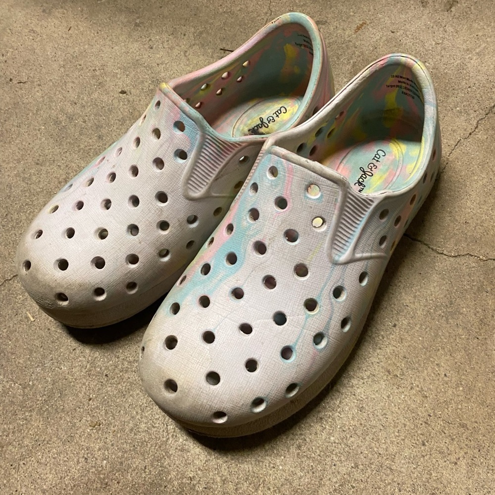 Kids White and Multicolor Slip-On Shoes